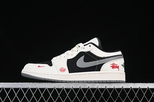 All Categories Air Jordan Jordan Series Basketball Shoes Air Jordan 1 Low High-end Customized Low-top Sneakers Air Jordan 1 Low AJ1 Stusi Joint Year of the Snake Limited Edition Off-white Black Gray Hook High-end Customized Low-top Retro Basketball Shoes XX3318-509